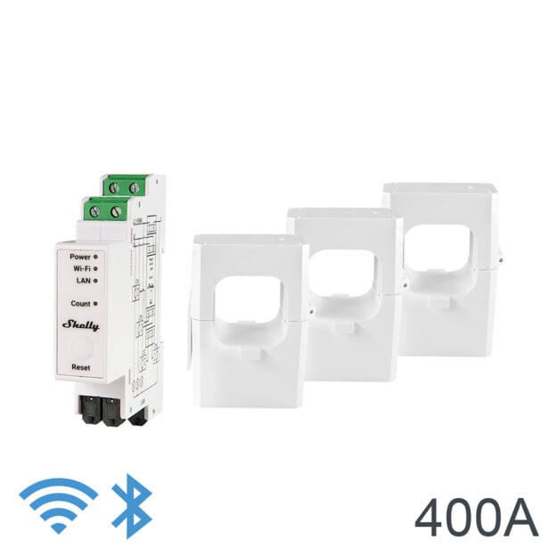 SHELLY PRO 3EM 400A Elektroměr třífázový na DIN lištu SHELLY PRO 3EM 400A Elektroměr třífázový na DIN lištu